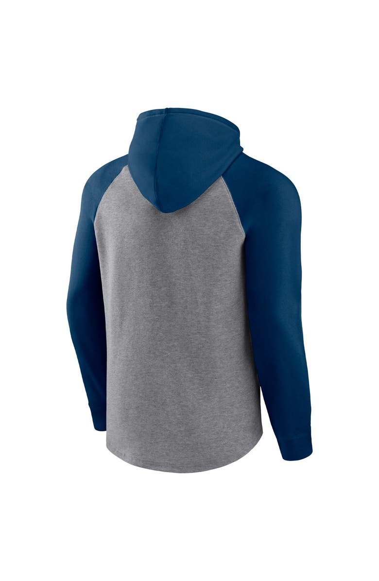 FANATICS Men's Fanatics Branded Heathered Gray/Navy Chicago Bears By Design Raglan Pullover Hoodie, Alternate, color, 