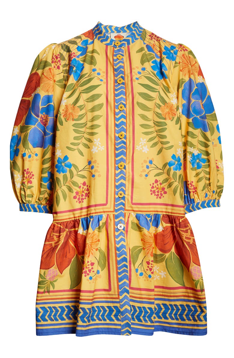 FARM Rio Floral Puff Sleeve Cotton Minidress, Alternate, color,