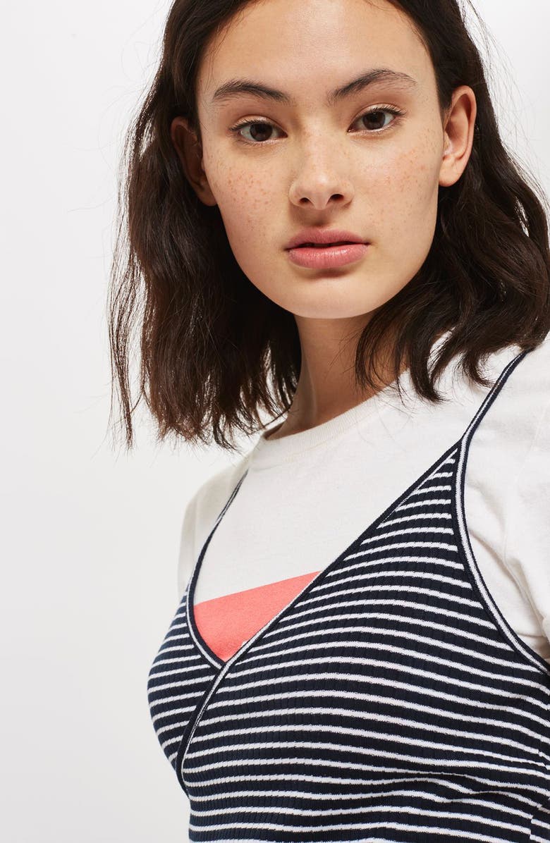 Topshop Kaia Stripe Tank Dress, Alternate, color,