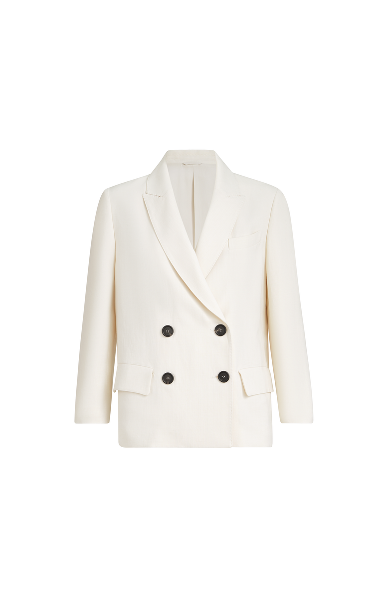 Brunello Cucinelli Fluid twill blazer with monili, Main, color, Ivory