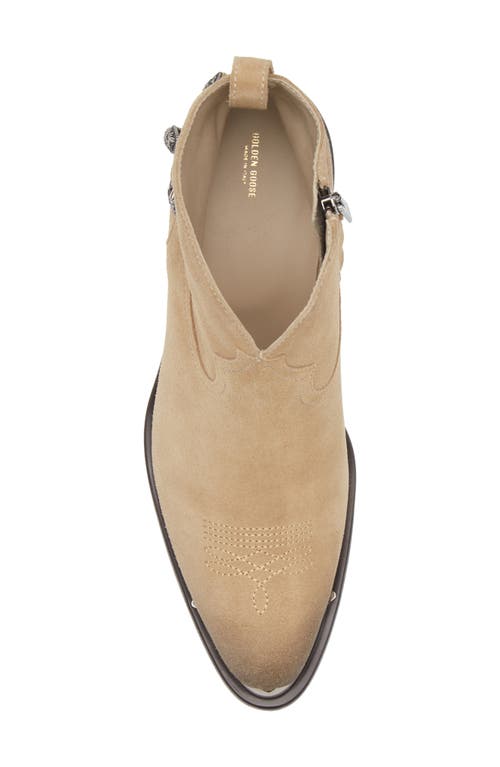 Golden Goose Patty Waxed Suede Western Bootie In Sand