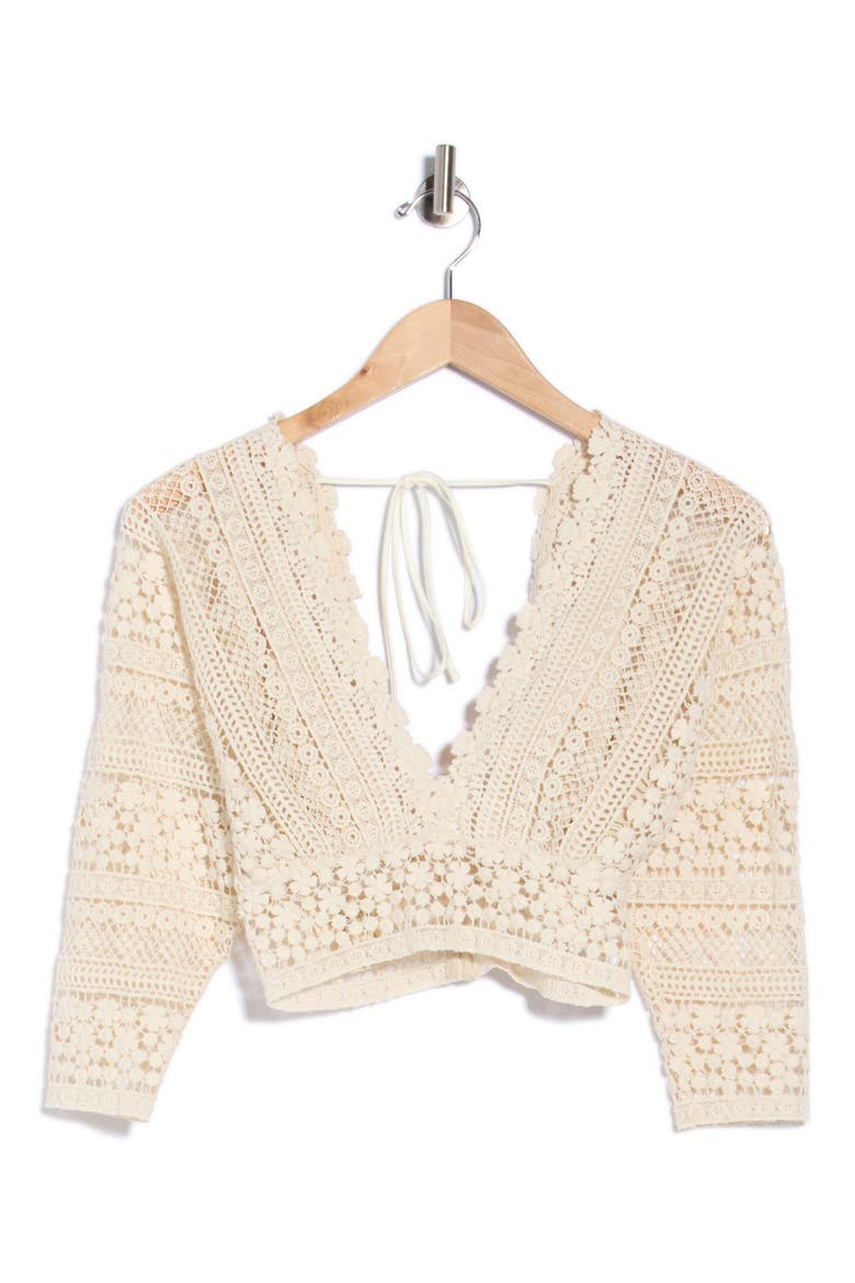 Bali Luxe Lace Crop Top, Alternate, color, NATURAL