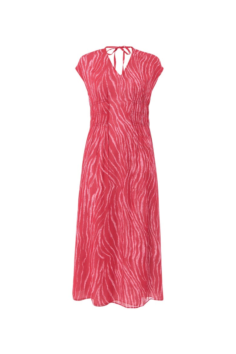 Short Sleeve Zebra Texture Midi Dress, Alternate, color, Red/Multi