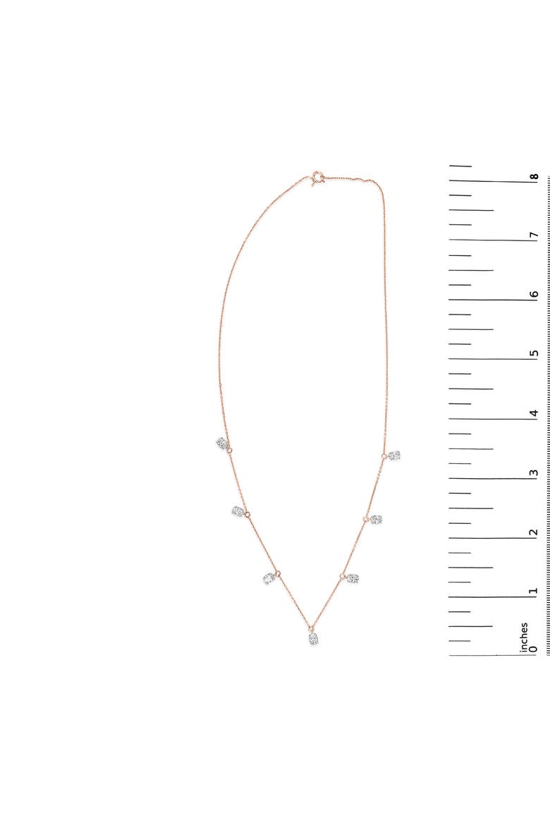 14K Rose Gold 1 3/8 Cttw Oval Lab Grown Diamond Dangle Station Necklace, Alternate, color, Pink