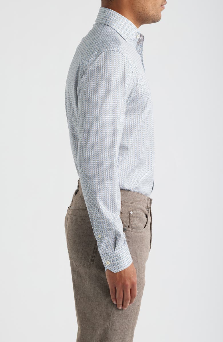 Bugatchi Devon OoohCotton<sup>®</sup> Geometric Print Long Sleeve Button-Up Shirt, Alternate, color, Sand