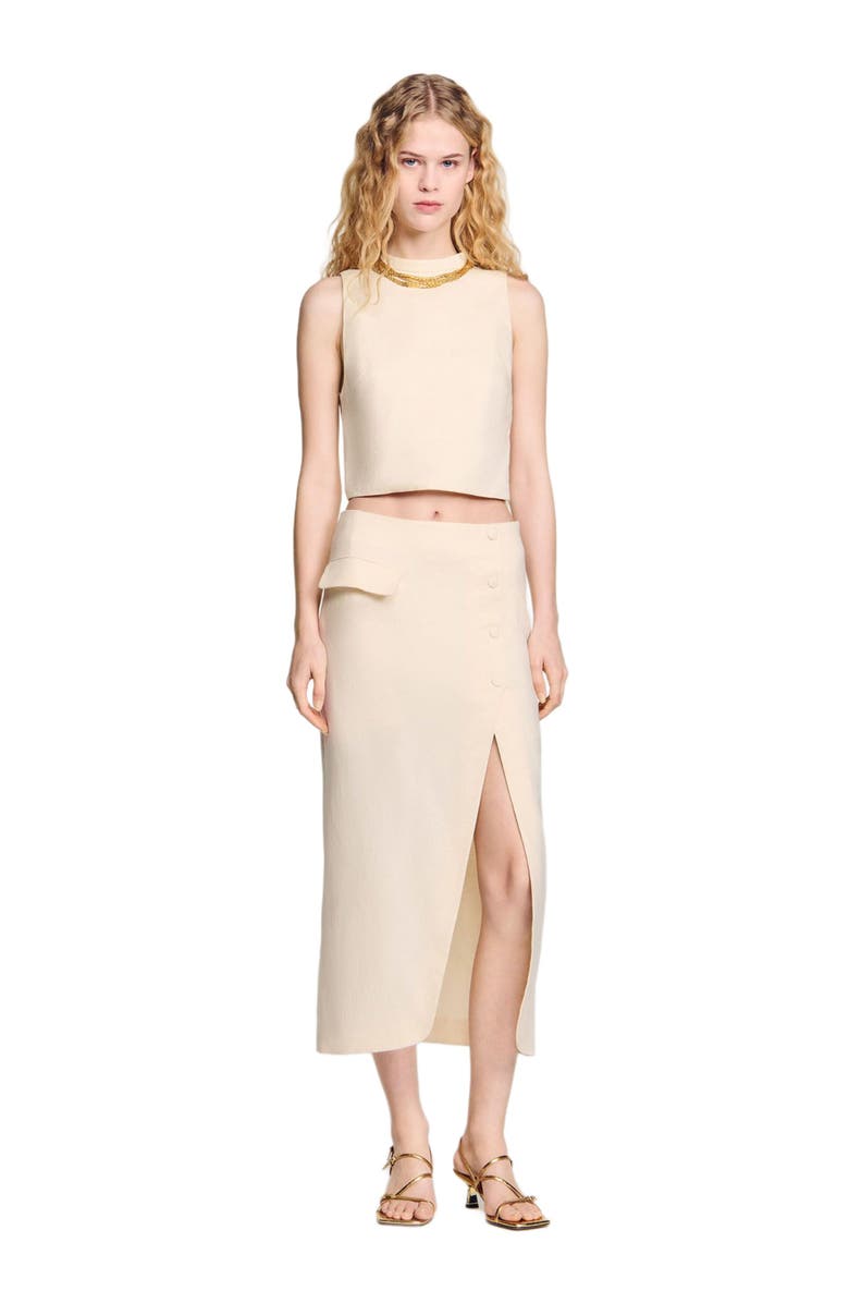 SANDRO Long slit skirt, Alternate, color,