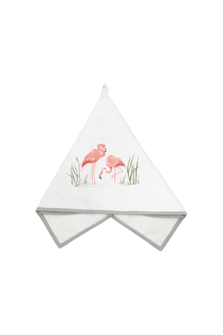 Flamingo Terrycloth Guest Towel, Main, color, White