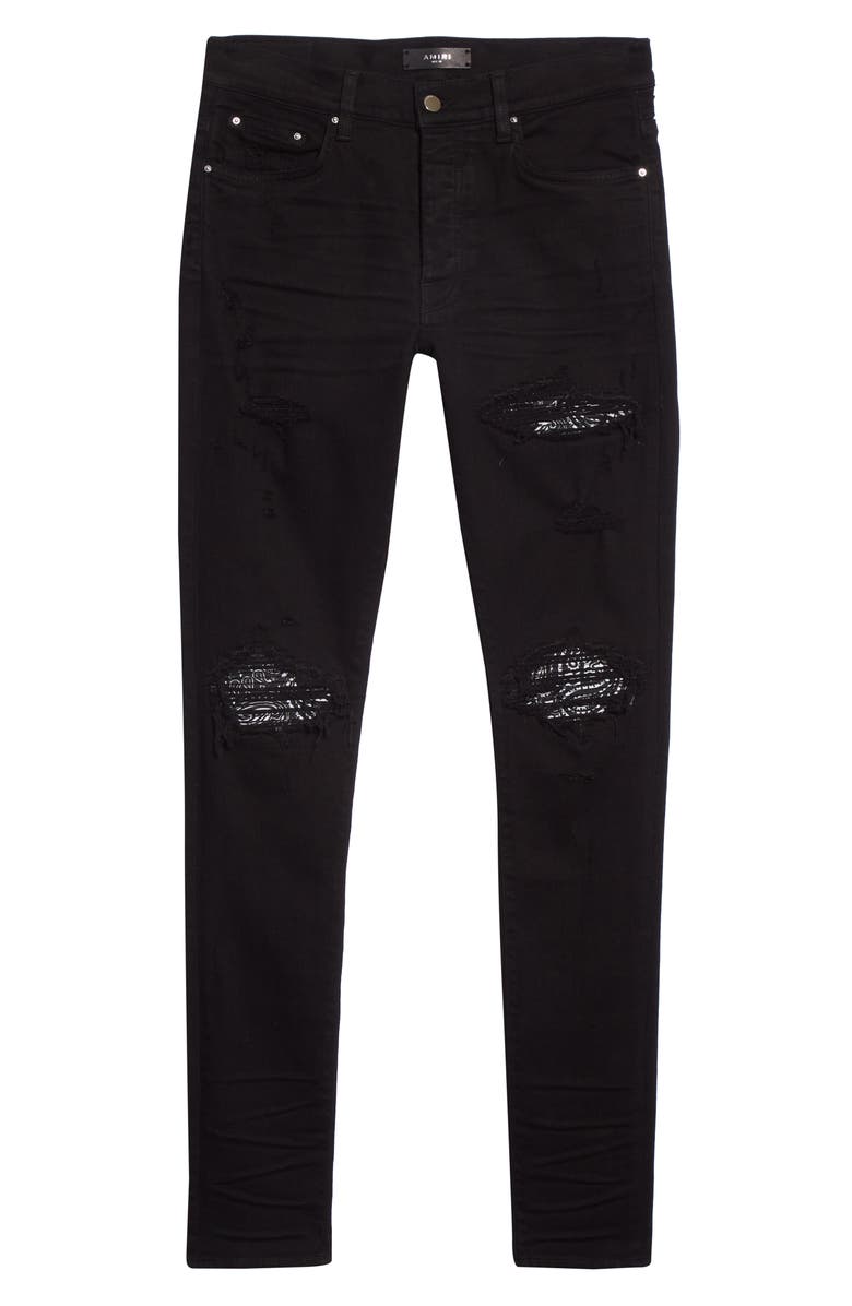 AMIRI Men's MX1 Bandana Ripped Patch Skinny Jeans, Alternate, color,