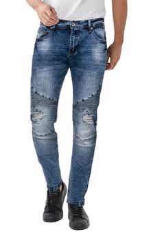 XRAY Raw X Distressed Moto Slim Jeans