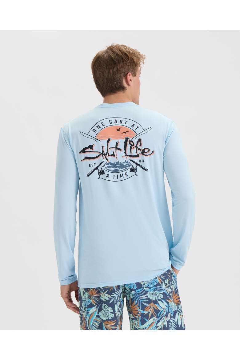 One Cast at a Time Long Sleeve Performance Tee, Alternate, color, Glacial Blue Heather