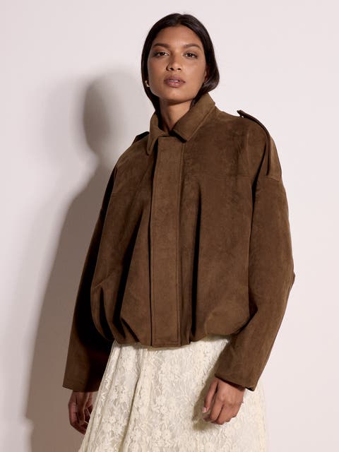 Suedette Bubble Hem Jacket