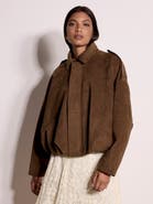 Apricot Suedette Bubble Hem Jacket