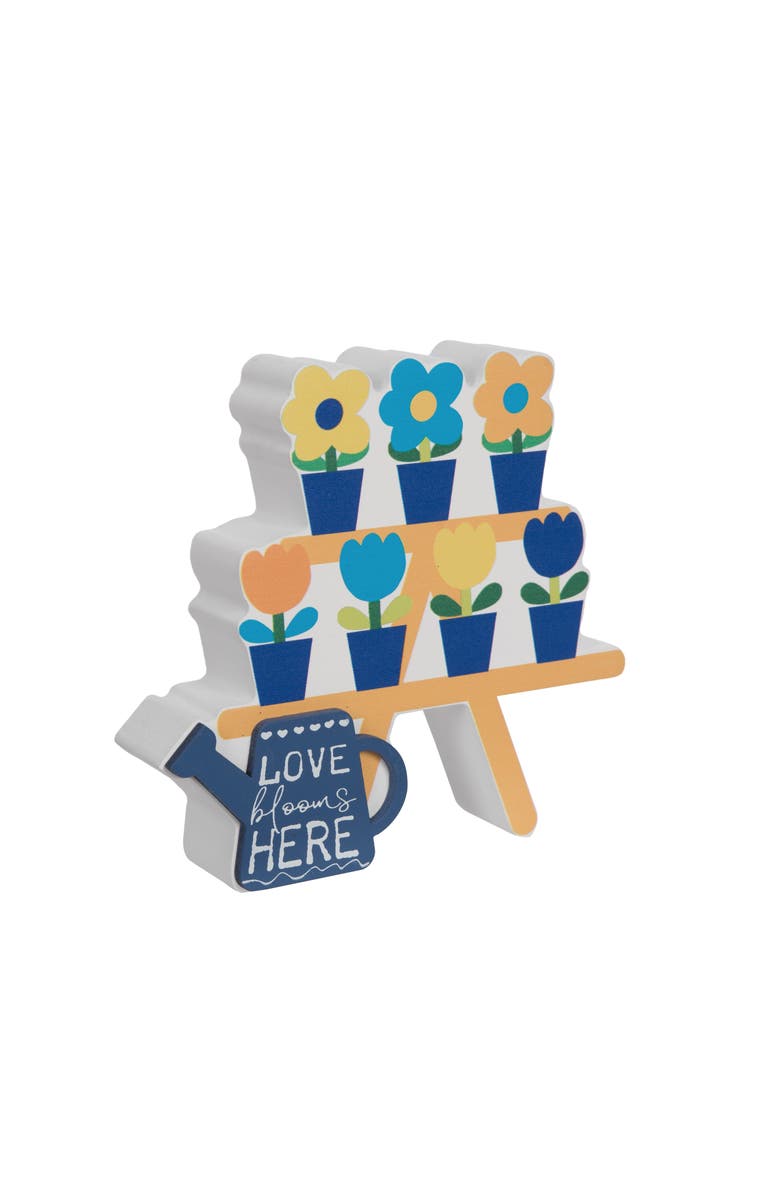 Transpac MDF Flower Stand Block Tabletop Wood Decor Multicolored for Spring Home Decor, Main, color, Multicolored