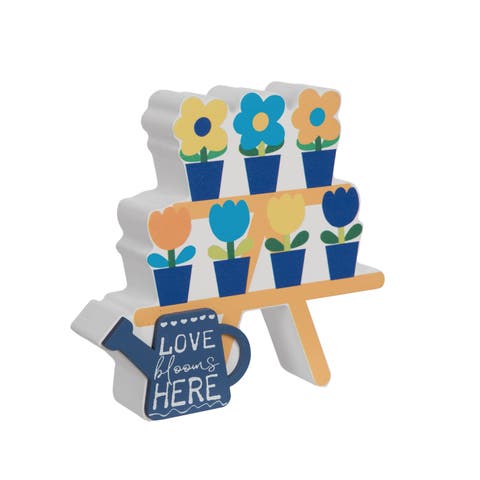 MDF Flower Stand Block Tabletop Wood Decor Multicolored for Spring Home Decor