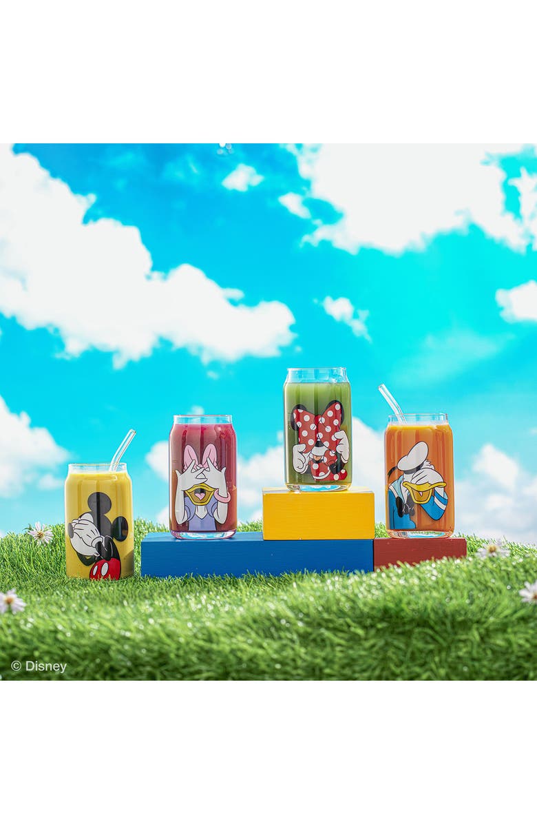 JoyJolt x Disney Mickey & Friends Set of 4 Can Glasses, Alternate, color, Clear