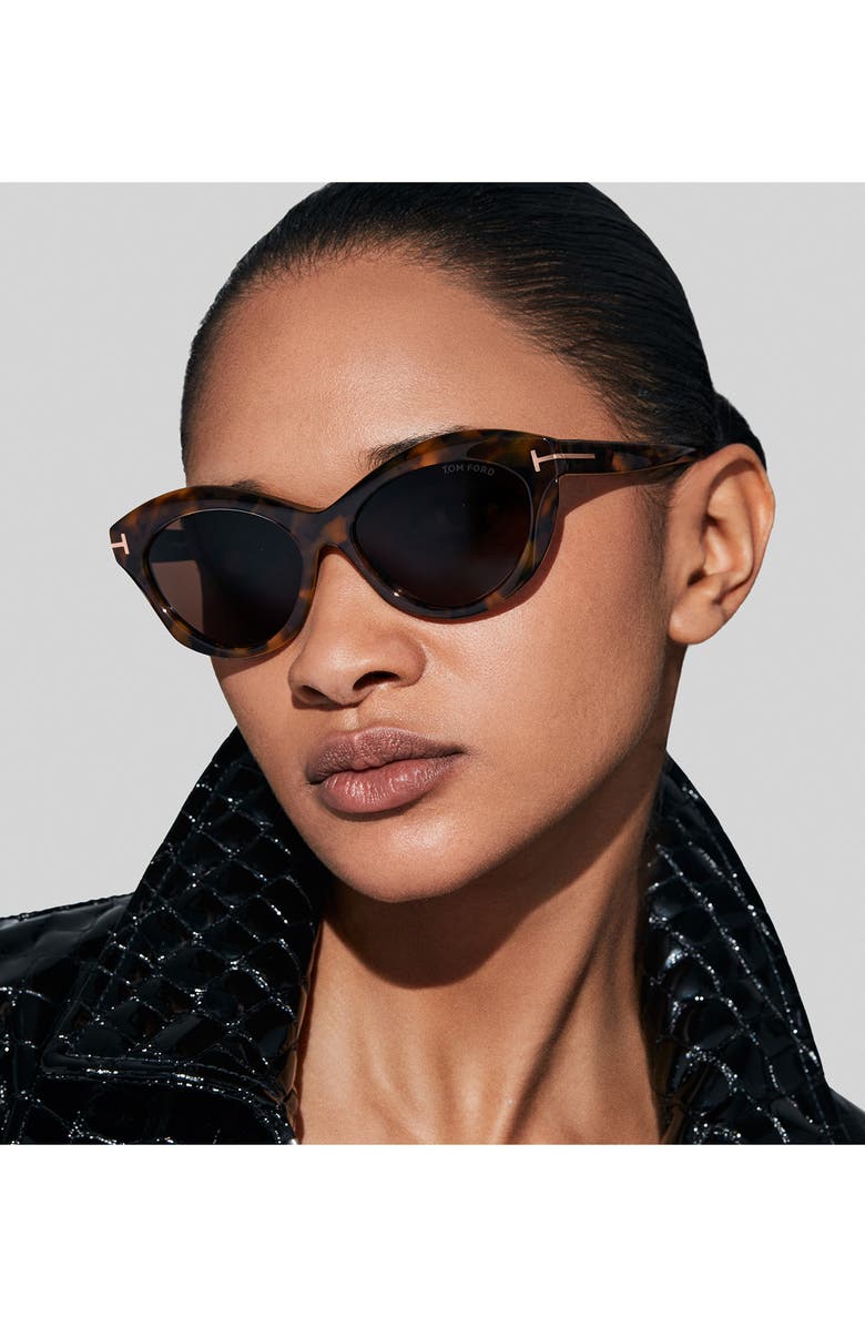 TOM FORD Toni 55mm Oval Sunglasses, Alternate, color, Shiny Dark Havana / Brown