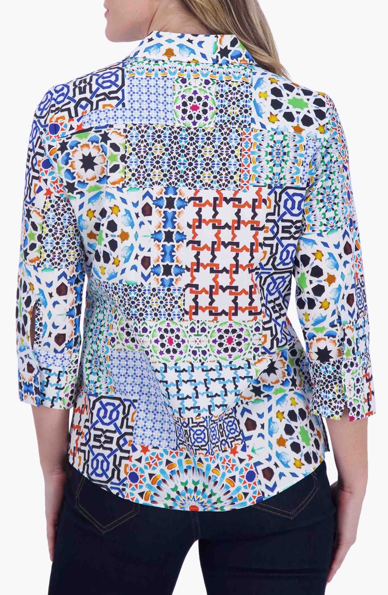 Foxcroft Mary Intertwine Button-Up Shirt, Alternate, color, White Multi
