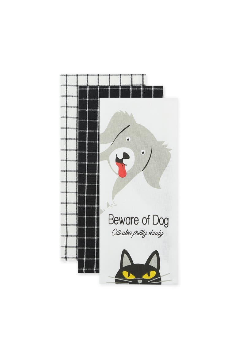 Beware of Dog & Cat Pet Dishtowel Set/3, Alternate, color, Beware