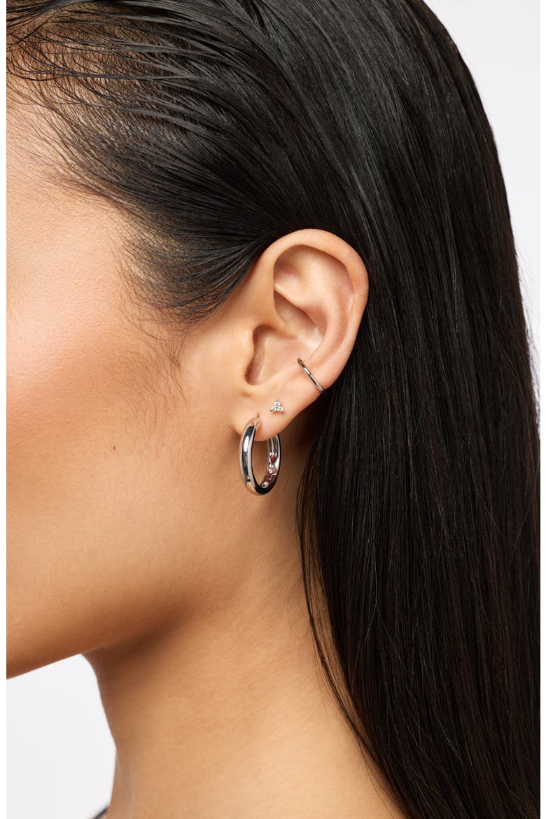 Hoop Earrings - Giulia Large Silver, Alternate, color, Silver