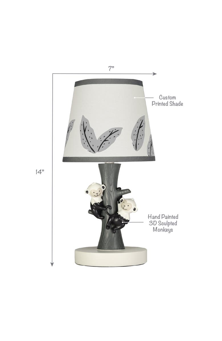 Lambs & Ivy Jungle Party Tree with Monkeys Lamp with Shade & Bulb, Alternate, color, Blue