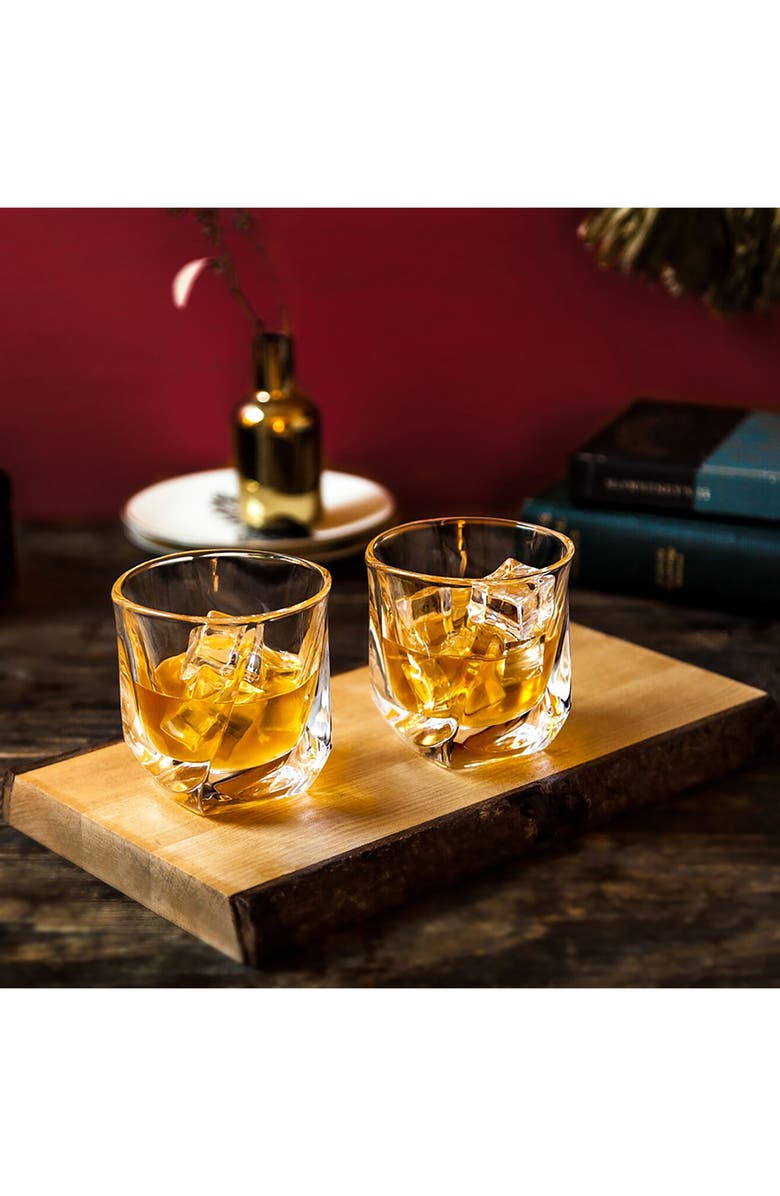 JoyJolt Aurora Double Old Fashioned Glass - Set of 4, Alternate, color, Clear