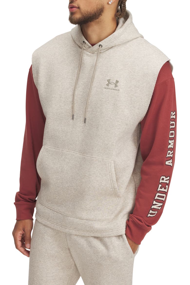 Icon Fleece Sleeveless Hoodie, Main, color, TIMBERWOLF TAUPE