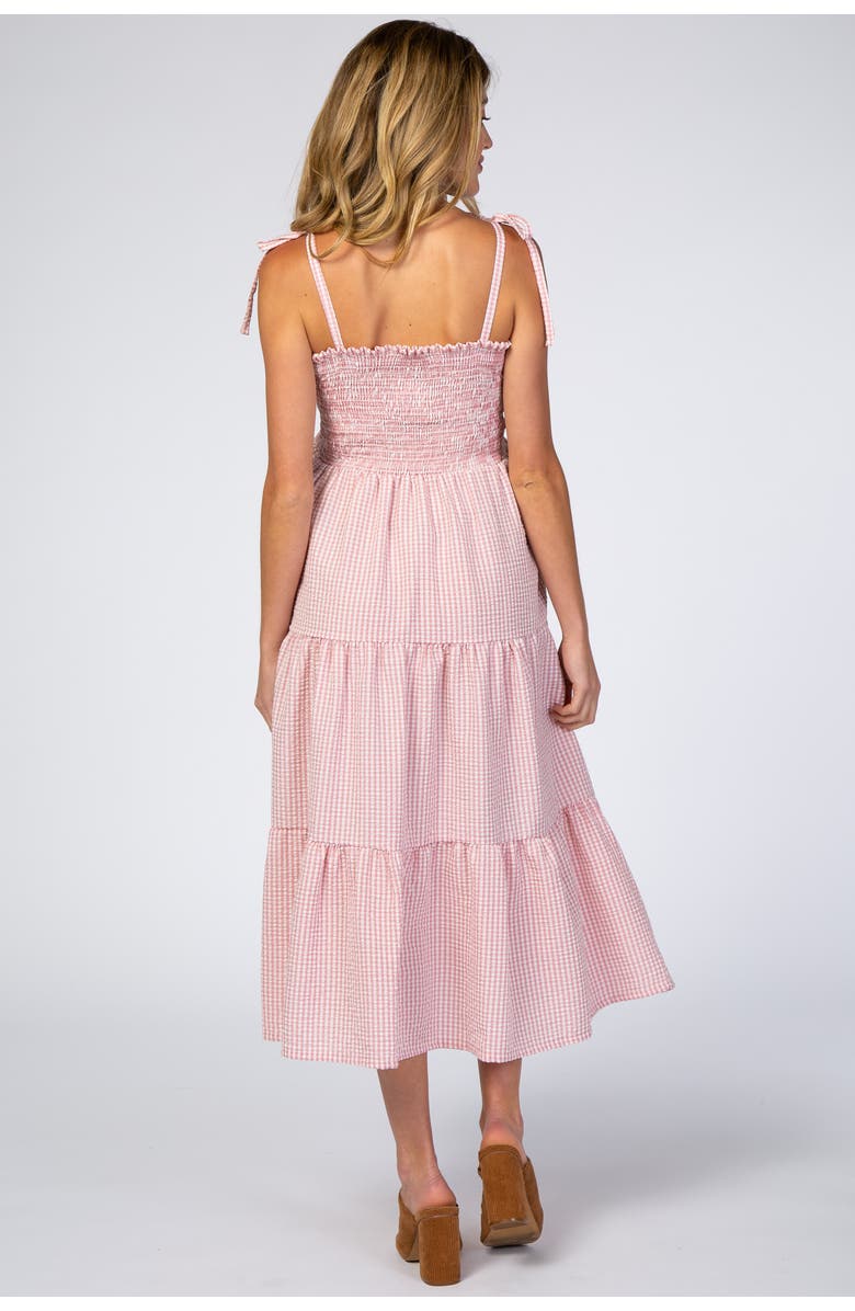 PinkBlush Checkered Tiered Midi Dress, Alternate, color, Pink