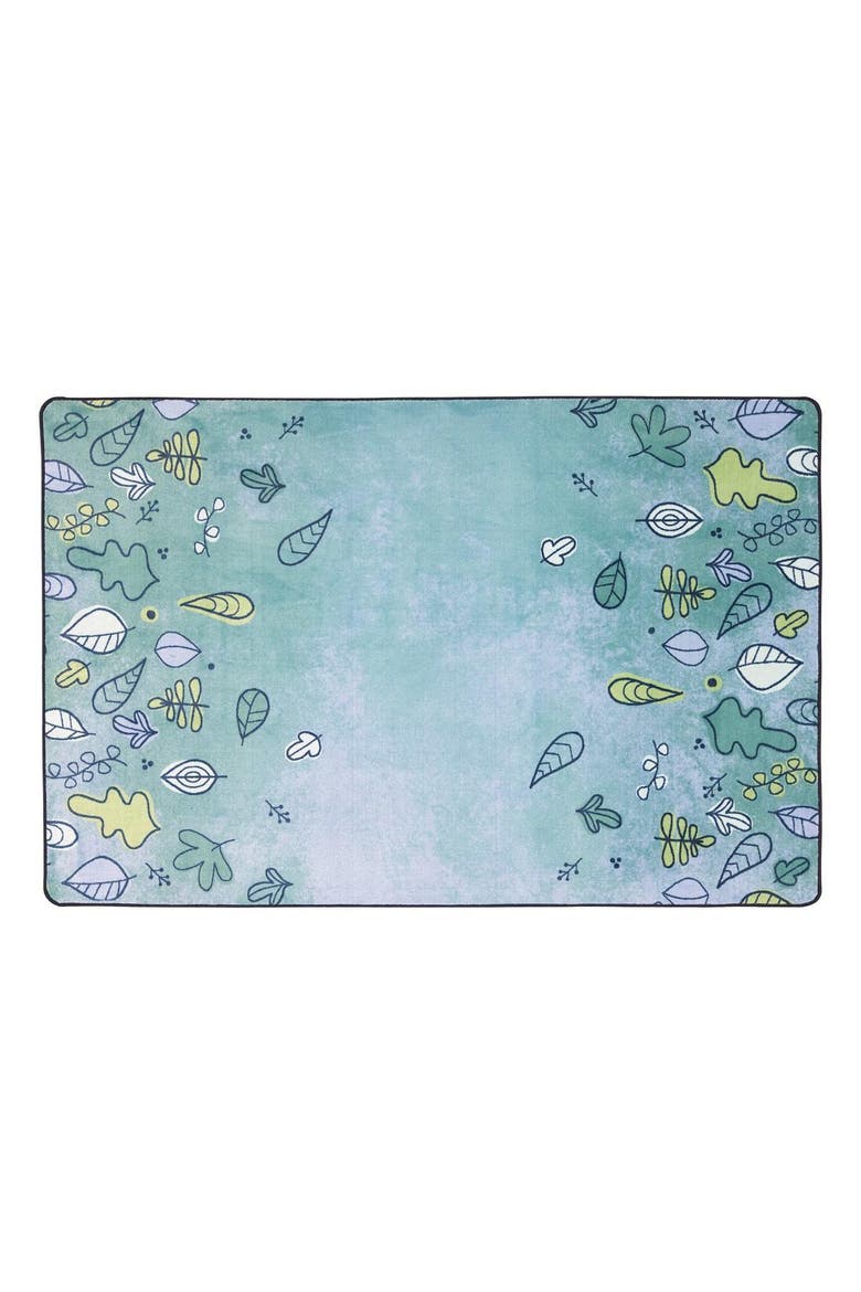Falling Leaves Border Carpets, Main, color, Blue