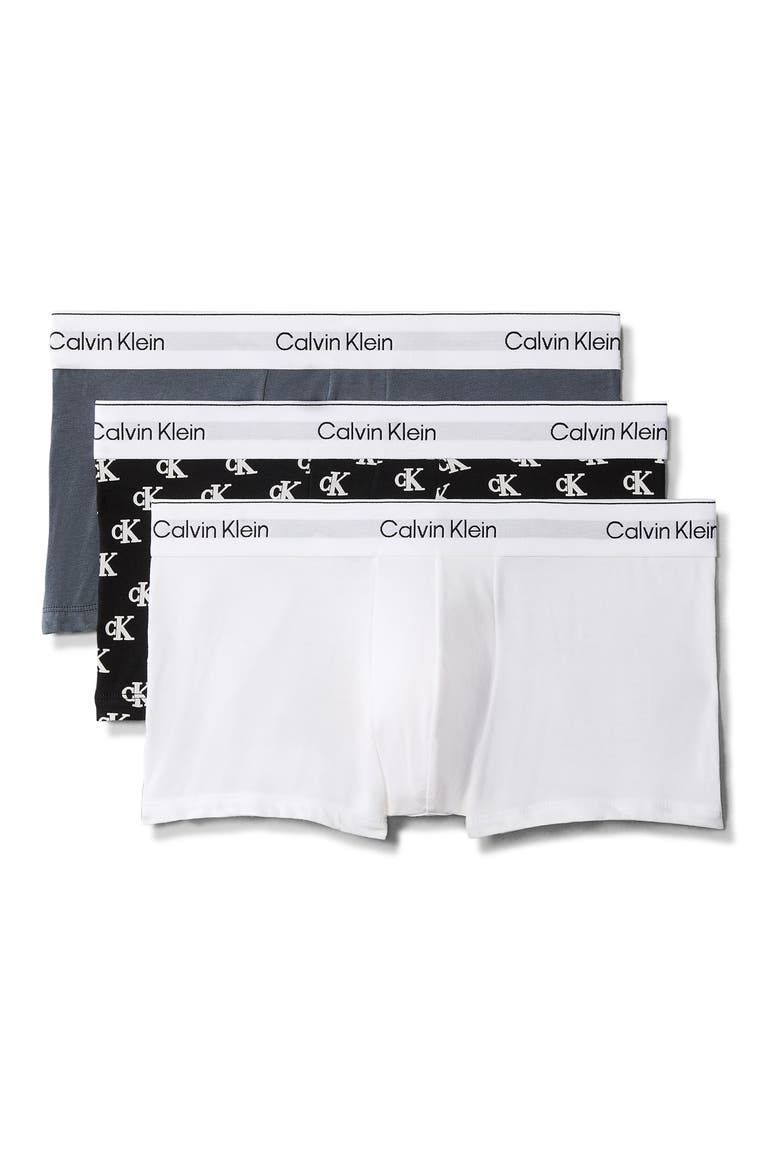 Icon 3-Pack Stretch Cotton Boxer Briefs, Main, color, WHITE/COLLEGIATE LOGO BLACK/T
