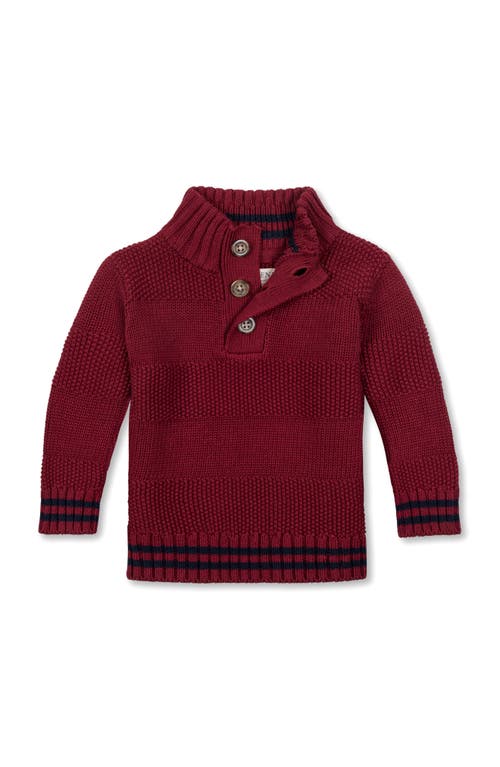 Hope & Henry Organic Mock Neck Stripe Sweater In Burgundy