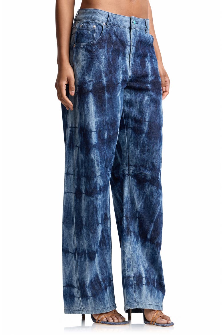 Tie Dye Mid Rise Curved Wide Leg Jeans, Alternate, color, NAVY TIEDYE