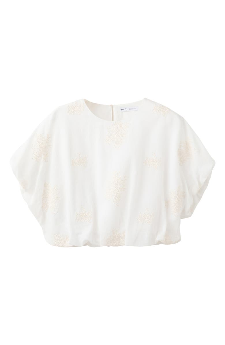 MANGO Embroidered Top, Alternate, color, Ecru
