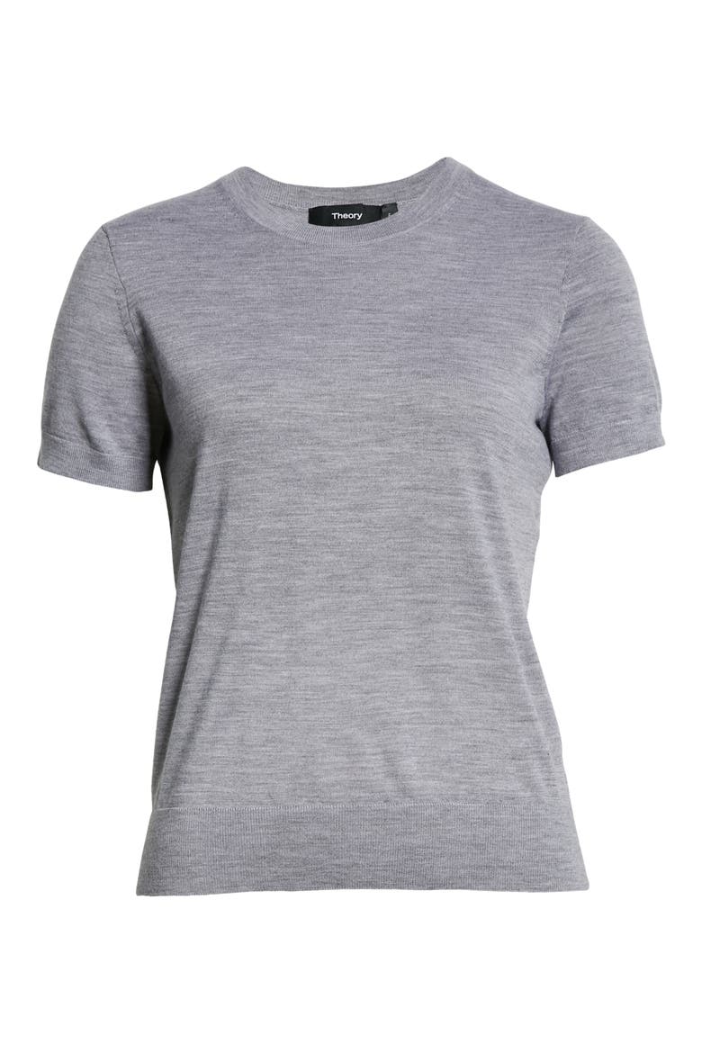 P Regal Short Sleeve Wool Blend Sweater, Alternate, color, COOL HEATHER GREY