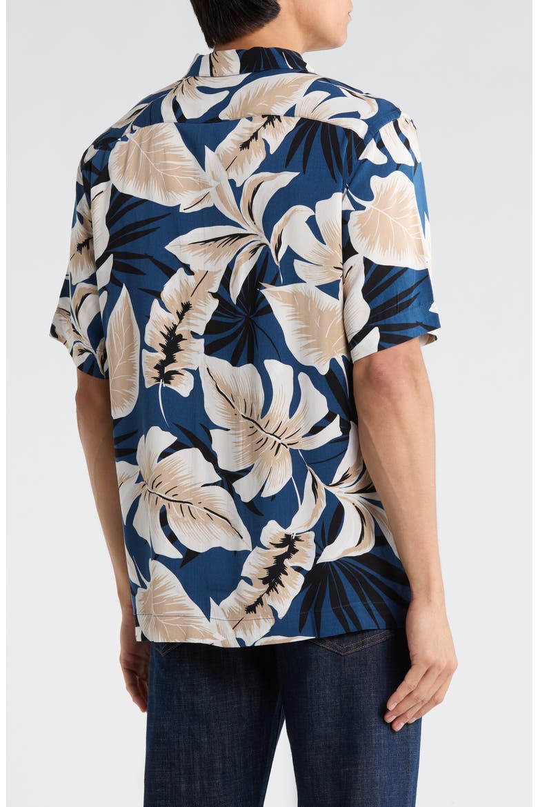 Tropical Print Camp Shirt, Alternate, color, SARGASSO SEA