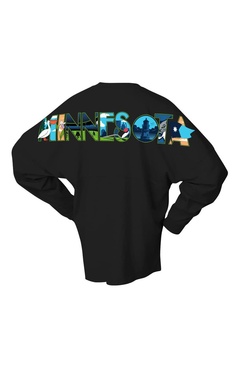 SPIRIT JERSEY Women's Spirit Jersey Black Minnesota Lynx Oversized Preppy City Long Sleeve T-Shirt, Alternate, color, Black