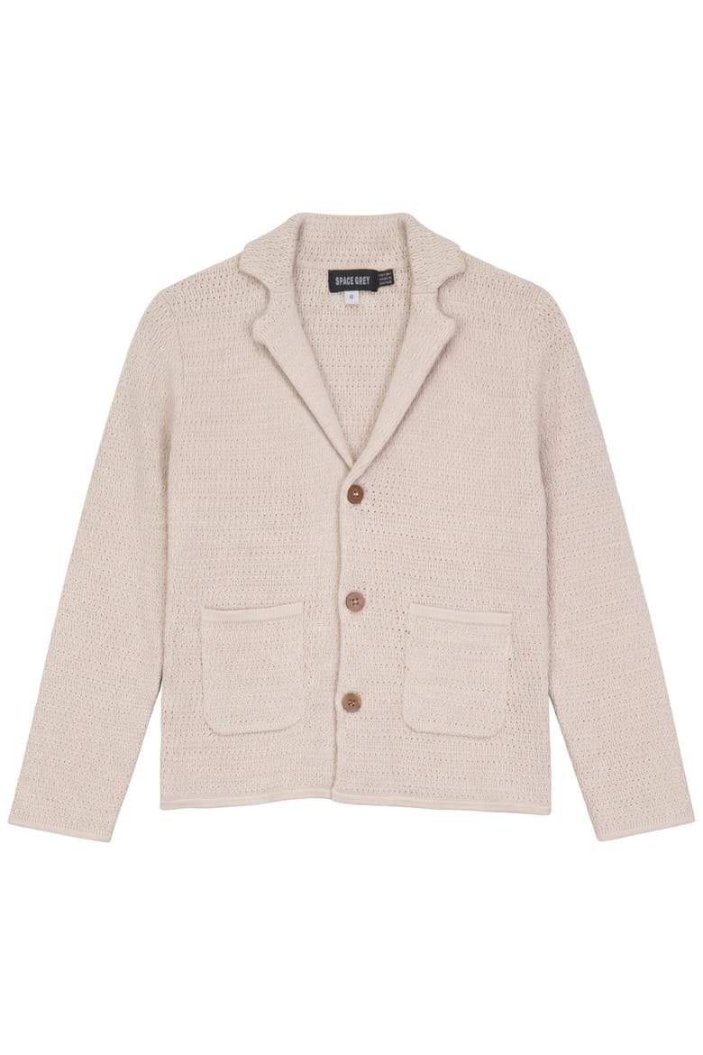 Textured Knit Blazer with Wooden Buttons, Main, color, Dark Almond