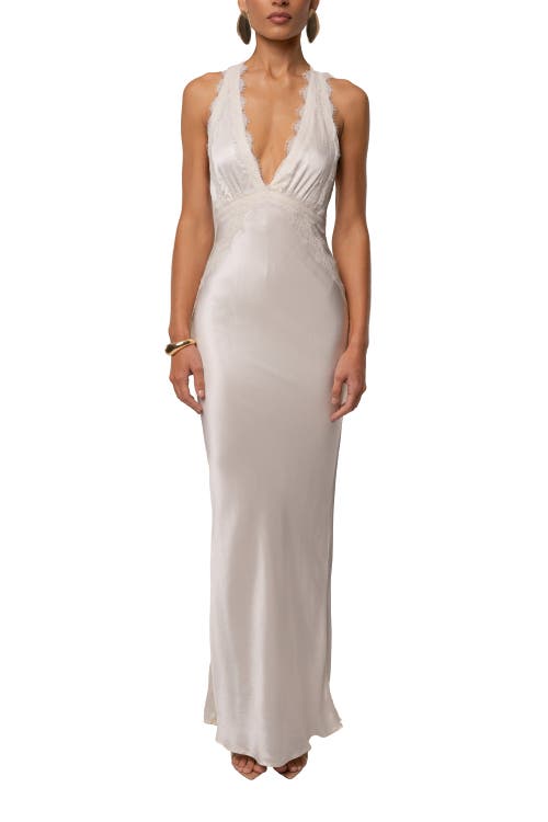 JLUXLABEL Satin Evenings Maxi Dress in Ivory at Nordstrom, Size Large
