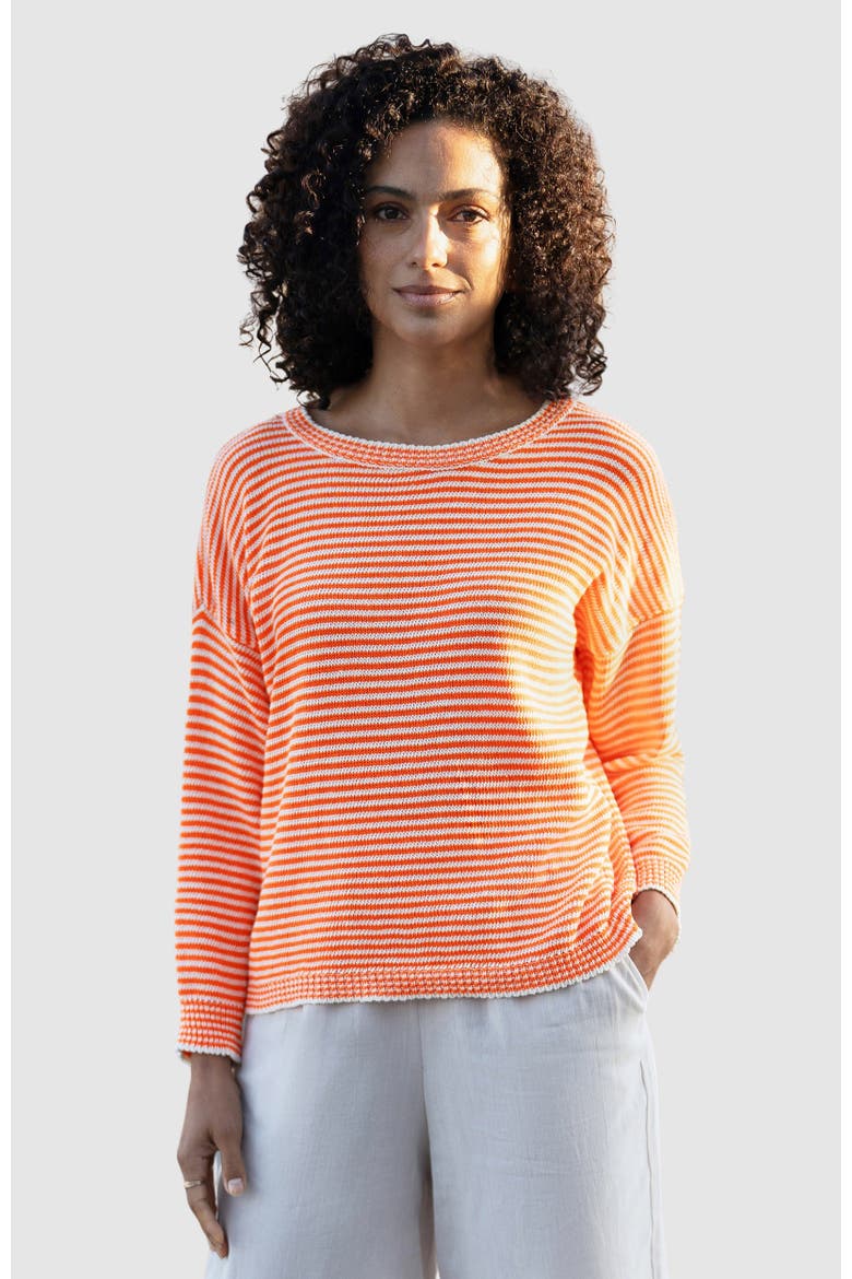 Knitted Stripe Relaxed Jumper, Main, color, Orange