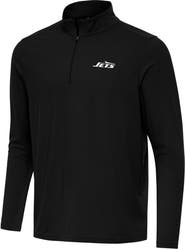 ANTIGUA Men's Antigua Black New York Jets Intent Quarter-Zip Pullover Top