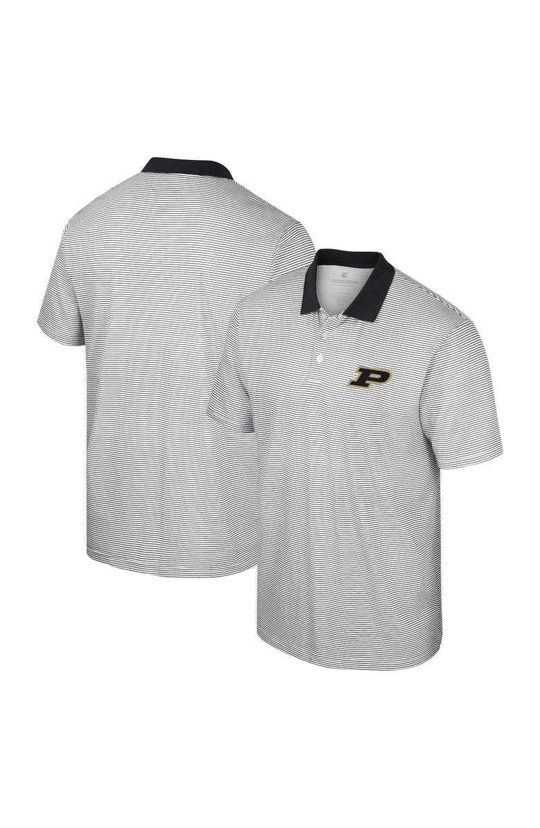 COLOSSEUM Men's Colosseum White/Black Purdue Boilermakers Print Stripe Polo, Alternate, color, 
