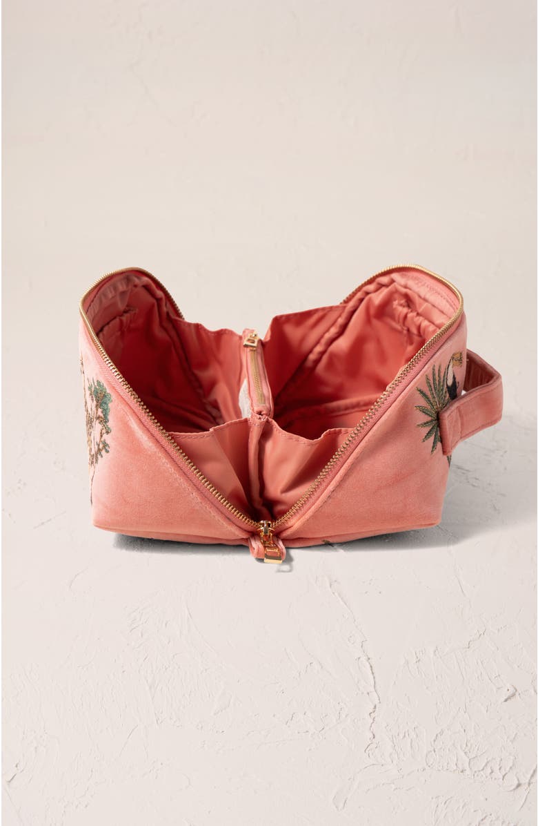 Elizabeth Scarlett World Wildlife Velvet Open Flat Makeup Bag, Alternate, color, Coral