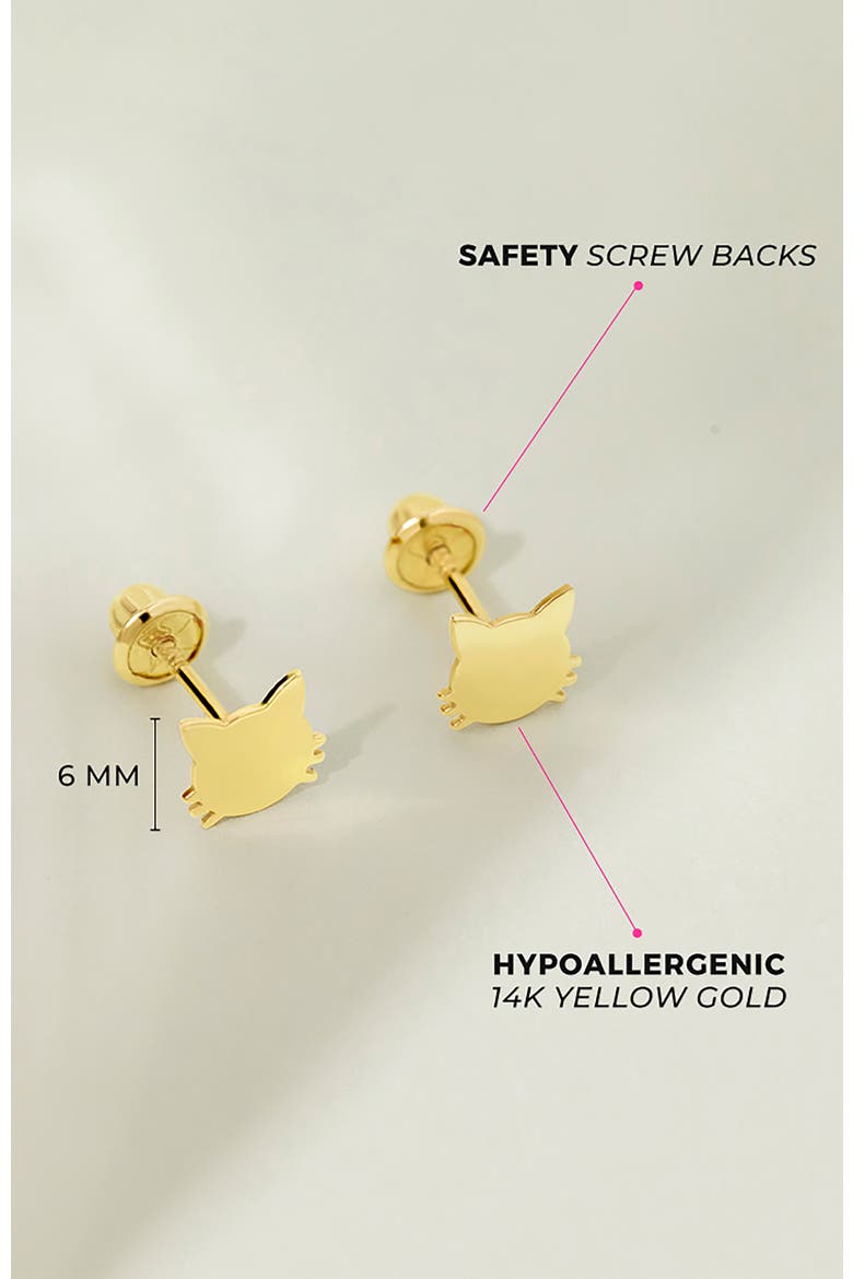 14k Polished Kitty Cat Earrings, Alternate, color, Gold