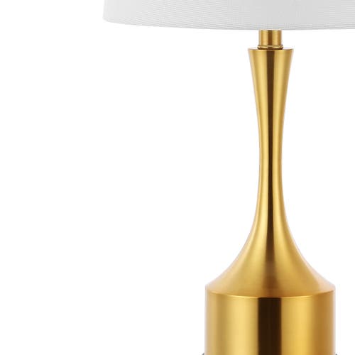 Jonathan Y Cooper 26" Classic French Country Iron Led Table Lamp With Usb Charging Port In Brass Gold