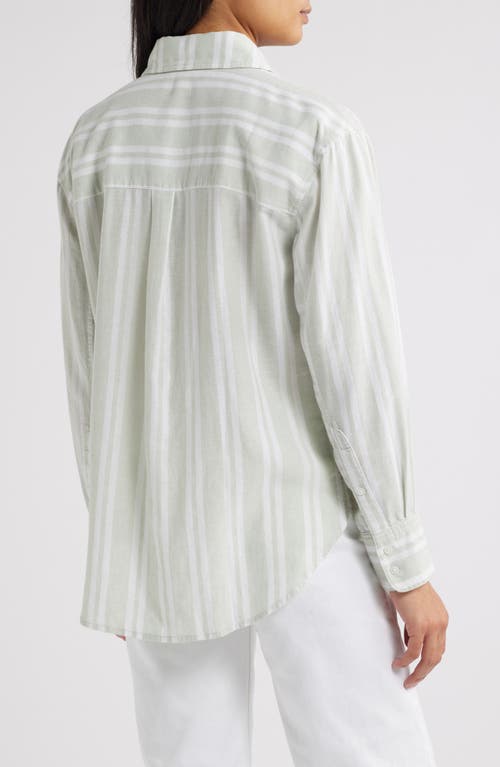 CASLONR CASLON(R) STRIPE LINEN BLEND BUTTON-UP SHIRT 