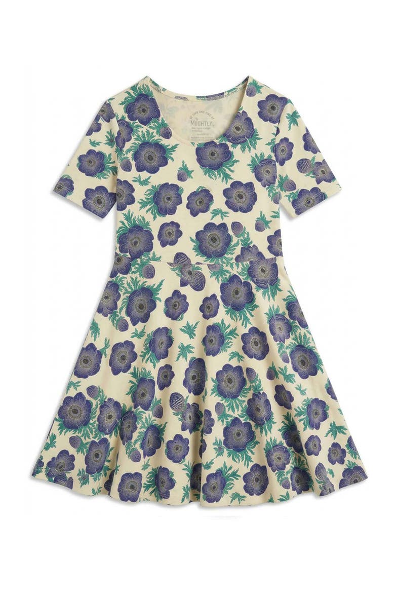 Organic Cotton Short Sleeve Print Twirl Dress, Main, color, Purple Poppy