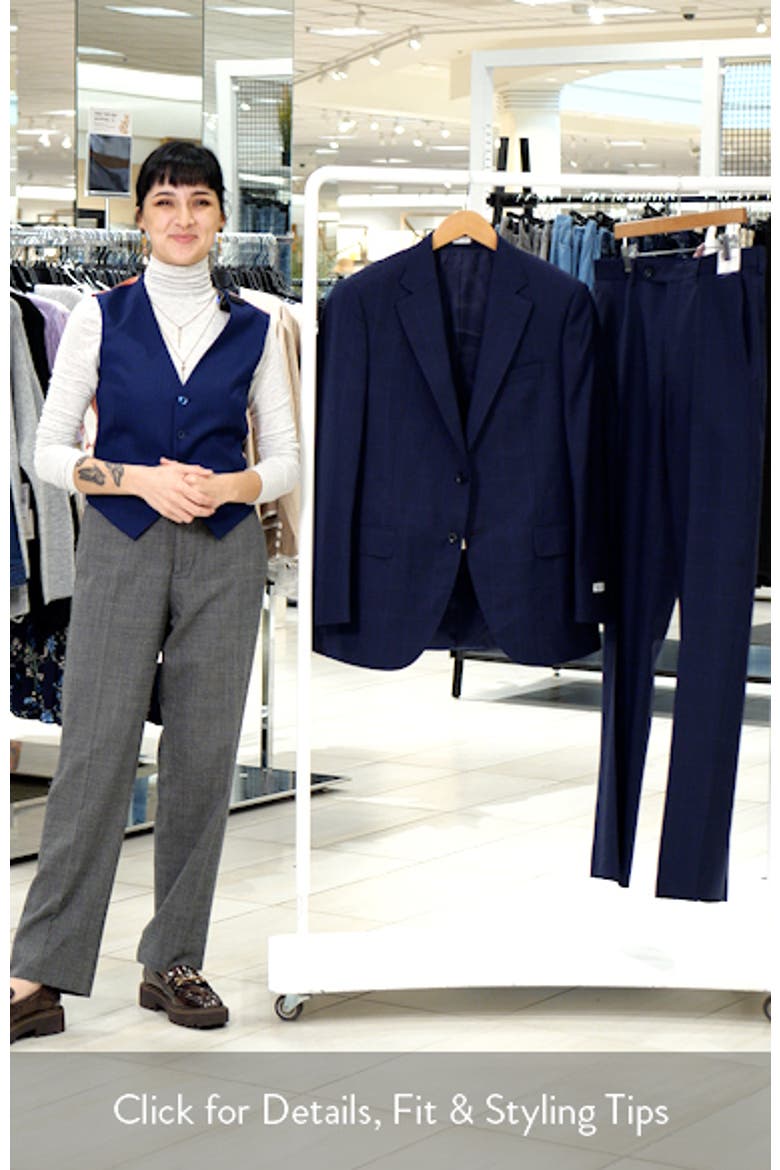 Flynn Classic Fit Navy Windowpane Check Wool Suit video