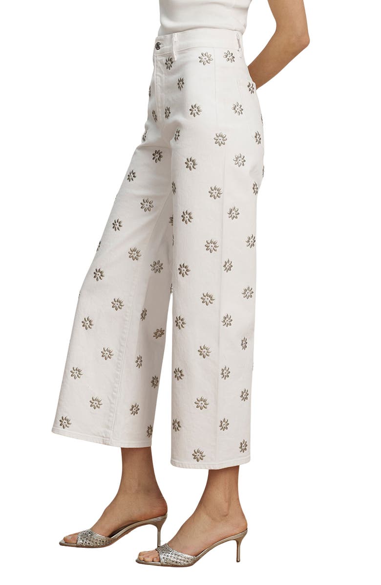 Veronica Beard Grant Studded High Waist Ankle Wide Leg Jeans, Alternate, color, White