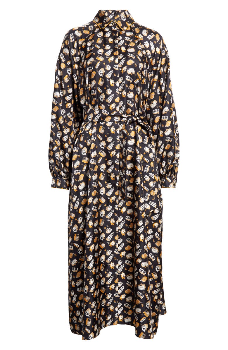 Max Mara Rimmel Perfume Bottle Print Long Sleeve Silk Shirtdress, Alternate, color, 
