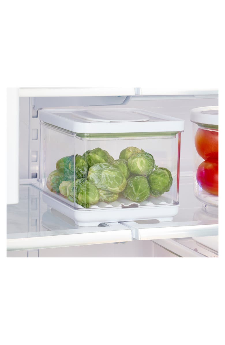 iDesign Small Fridge Produce Bin with Drainage Tray - Set of 2 - Clear, Alternate, color,