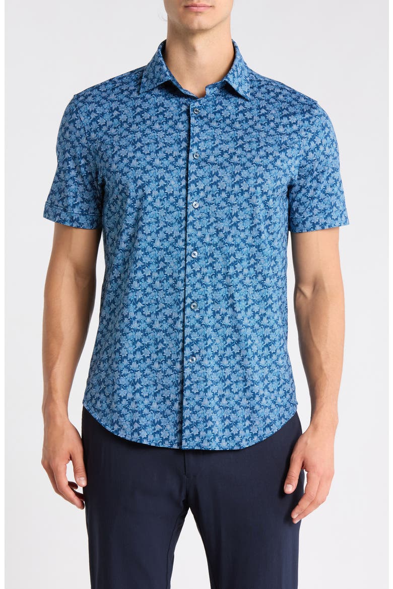 Short Sleeve Woven Shirt, Main, color, NIGHT BLUE